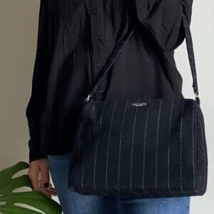 Vintage Kate Spade Black and Gray Wool Pin Stripe Purse